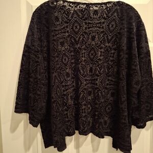Velvety Burnout Black Patterned Women's Open Top Sz XL